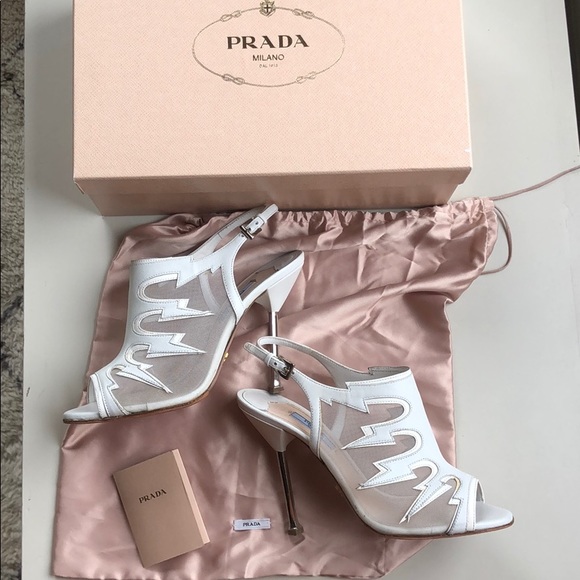 Prada Shoes - Authentic Prada Lightening Bolt Slingback Heels